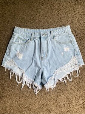 Light Wash Distressed Denim Shorts
